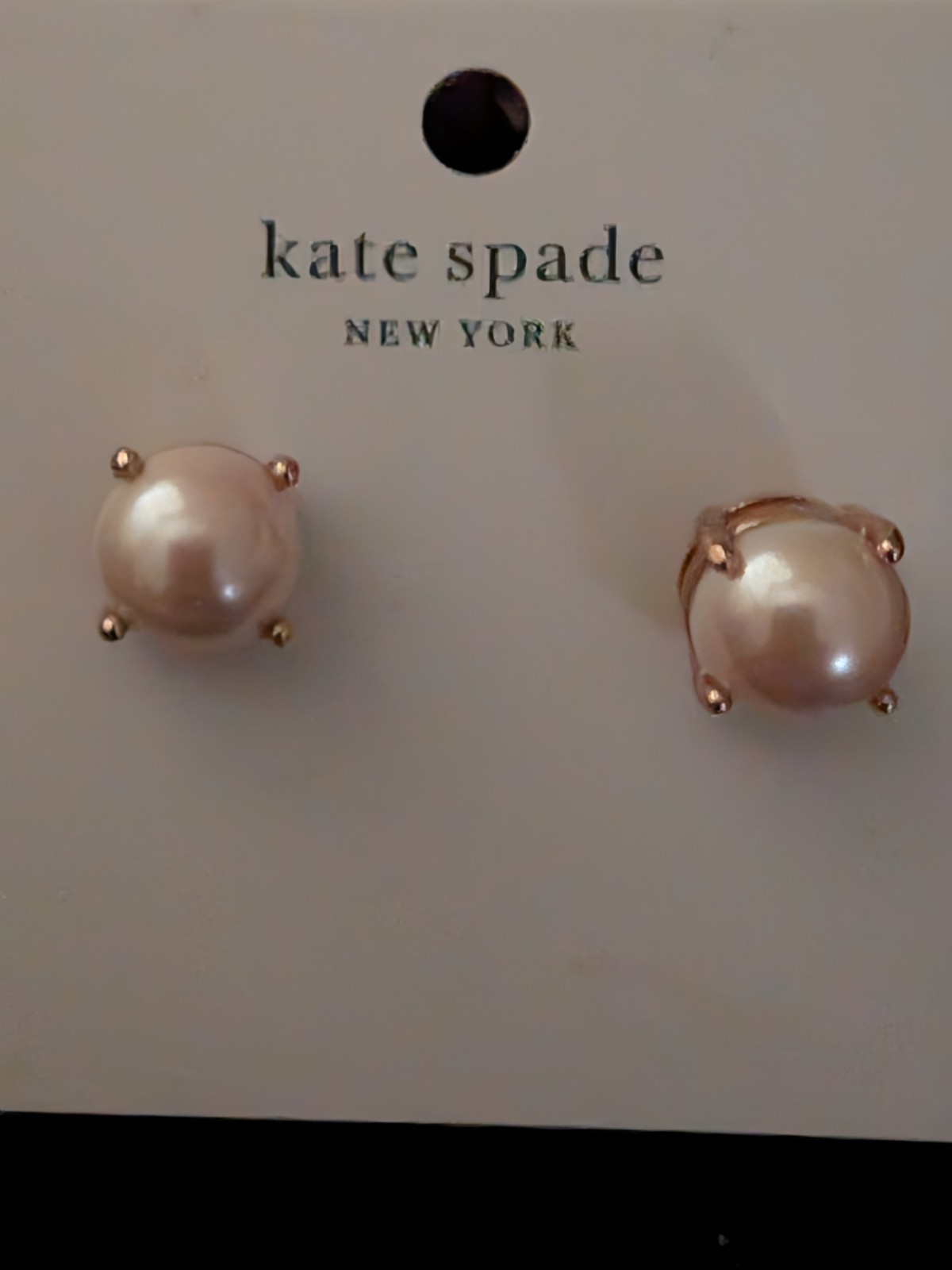 Kate Spade Rise and Shine Pearl Stud Earrings Blush Light Pink Round