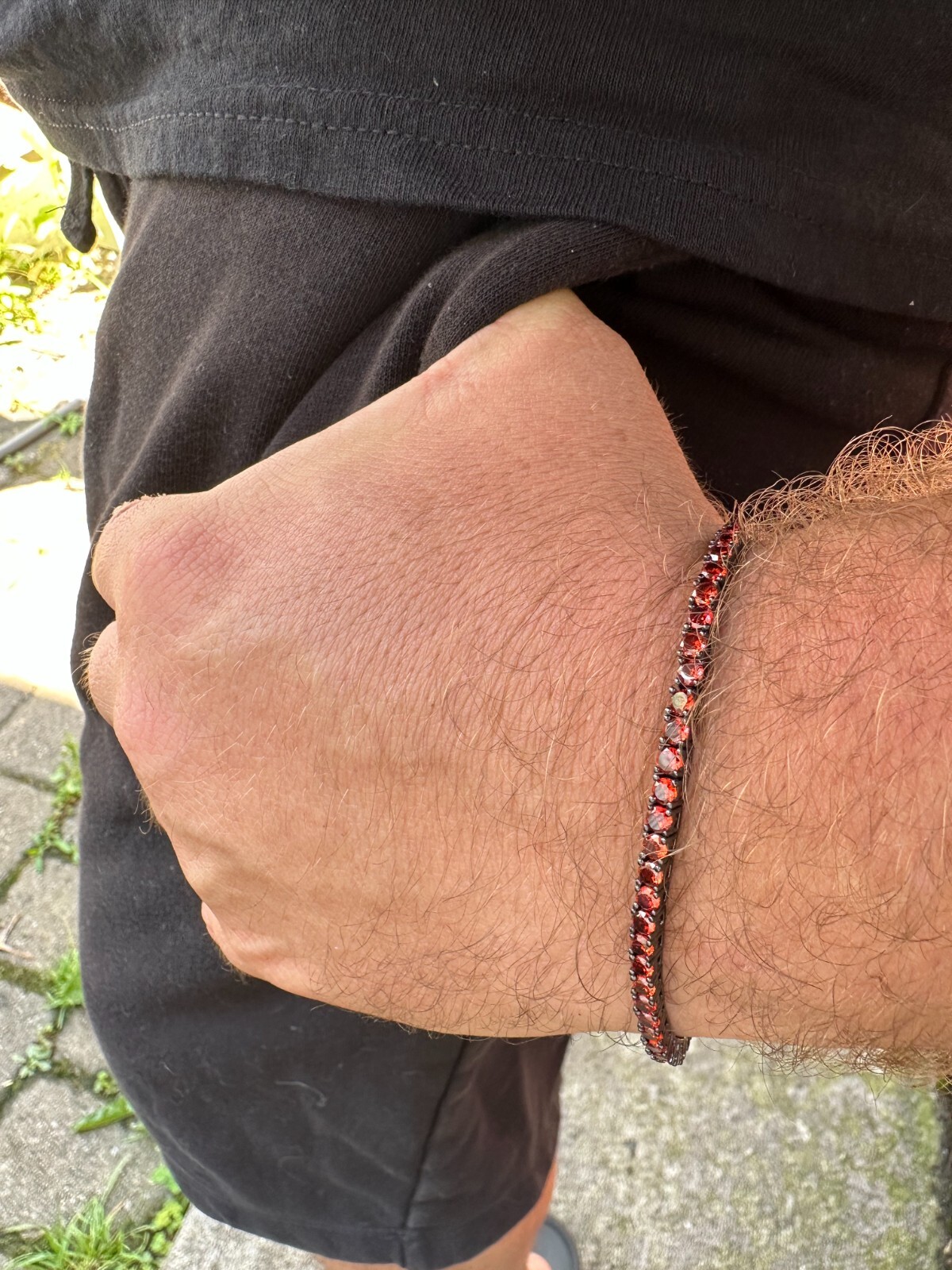 3mm Deep Red CZ Tennis Bracelet Real Iced 925 Sterling Silver Mens Ladies 6-8.5″