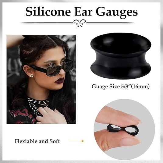 8Pcs Soft Thin Silicone Ear Tunnels Plugs Gauges Flesh Stretcher Body Jewelry