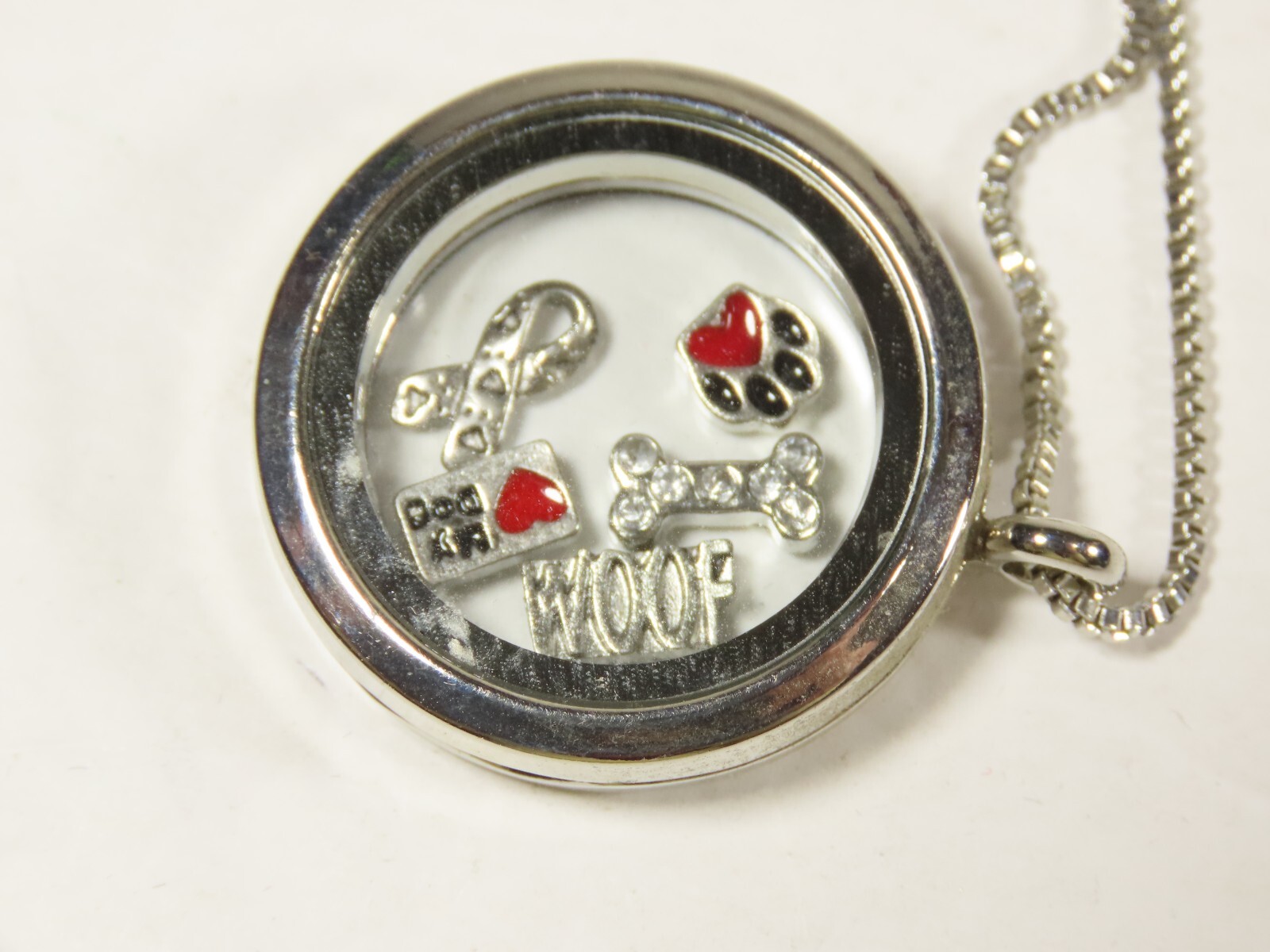 Vintage Necklace “I Love My Dog” Pendant 13″ Chain Silver Tone C4198