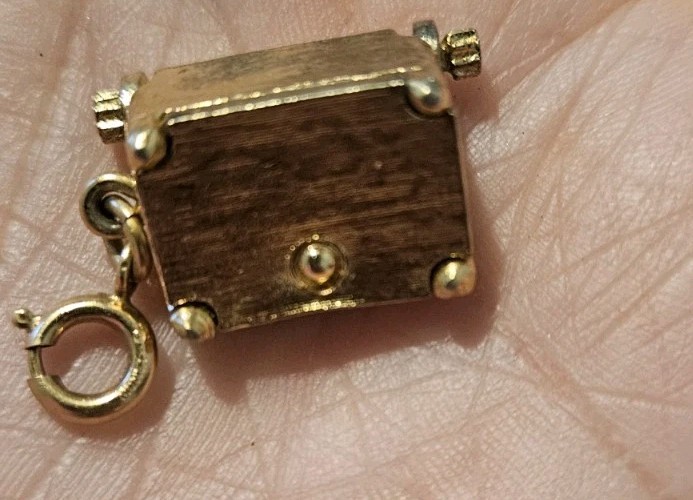 Vintage Monet Typewriter Charm w/ Rhinestones Not Stamped Gold Toned