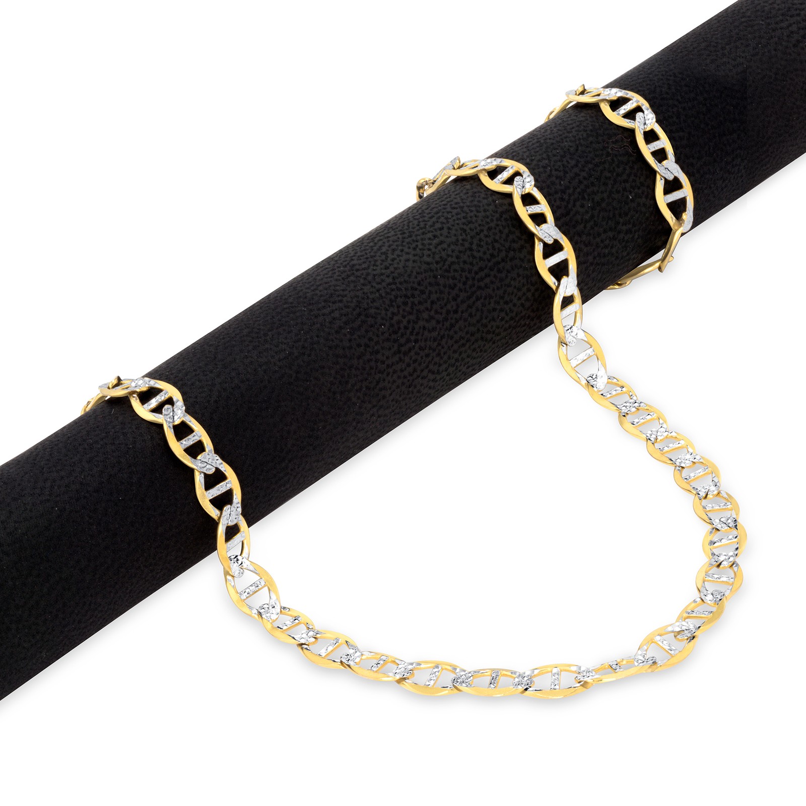 10K Yellow Gold 1.5mm-5mm Pave Dia/Cut Mariner Chain Necklace Bracelet 7″-30″