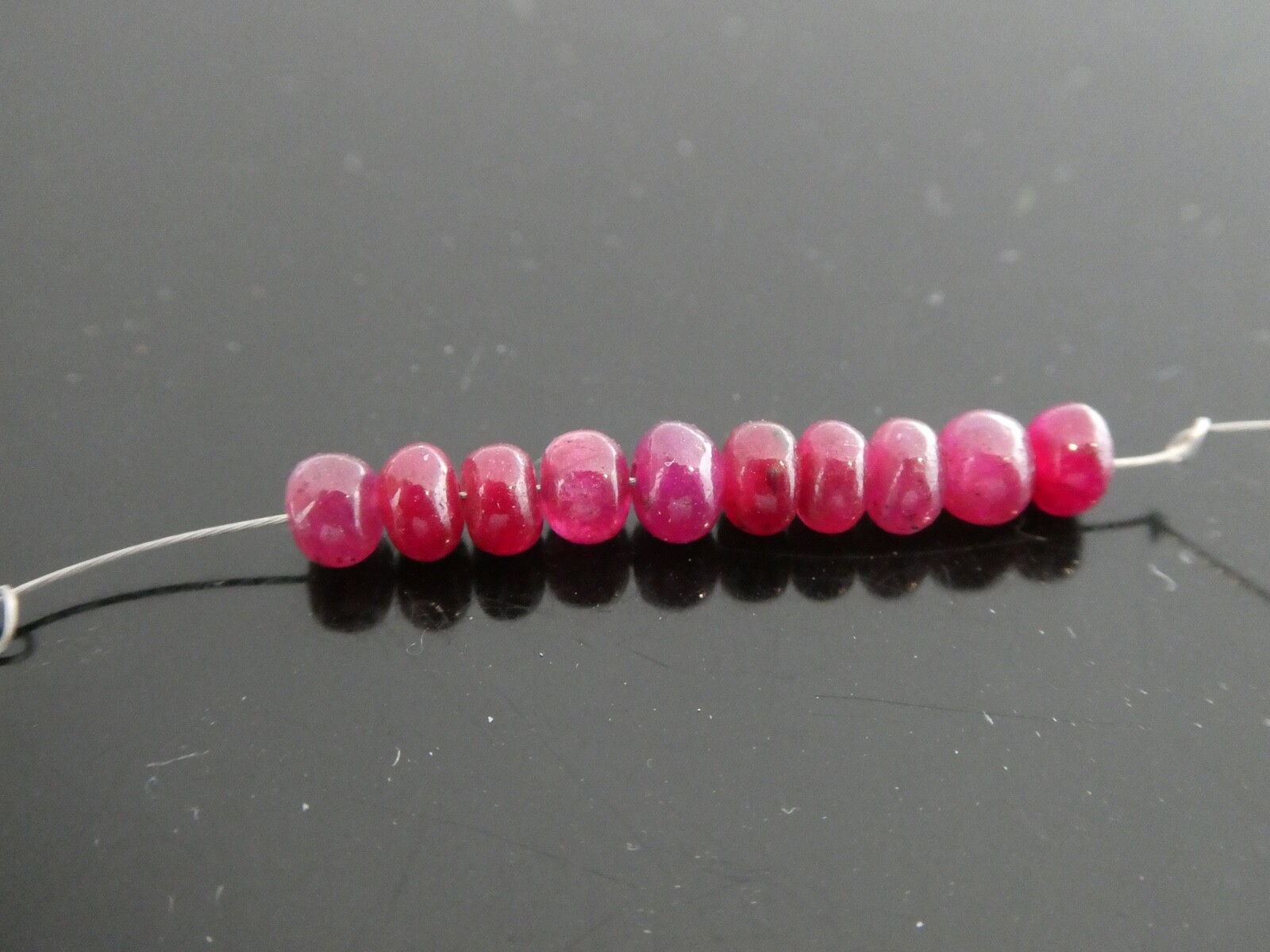 Genuine Red Ruby Gemstone Button Rondelle Smooth 4mm x 3mm Loose 10 BEADS