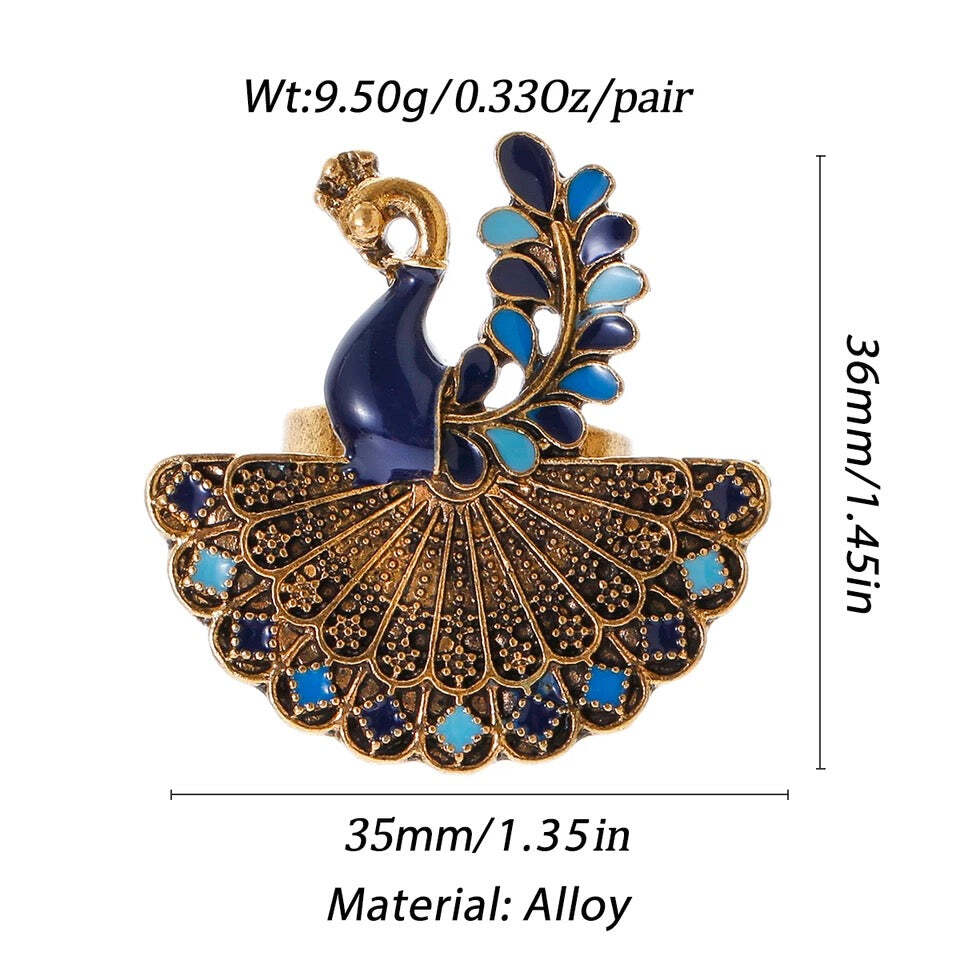 Earring Ring combo Retro antique style peacock Wedding jewelry Jhumka set