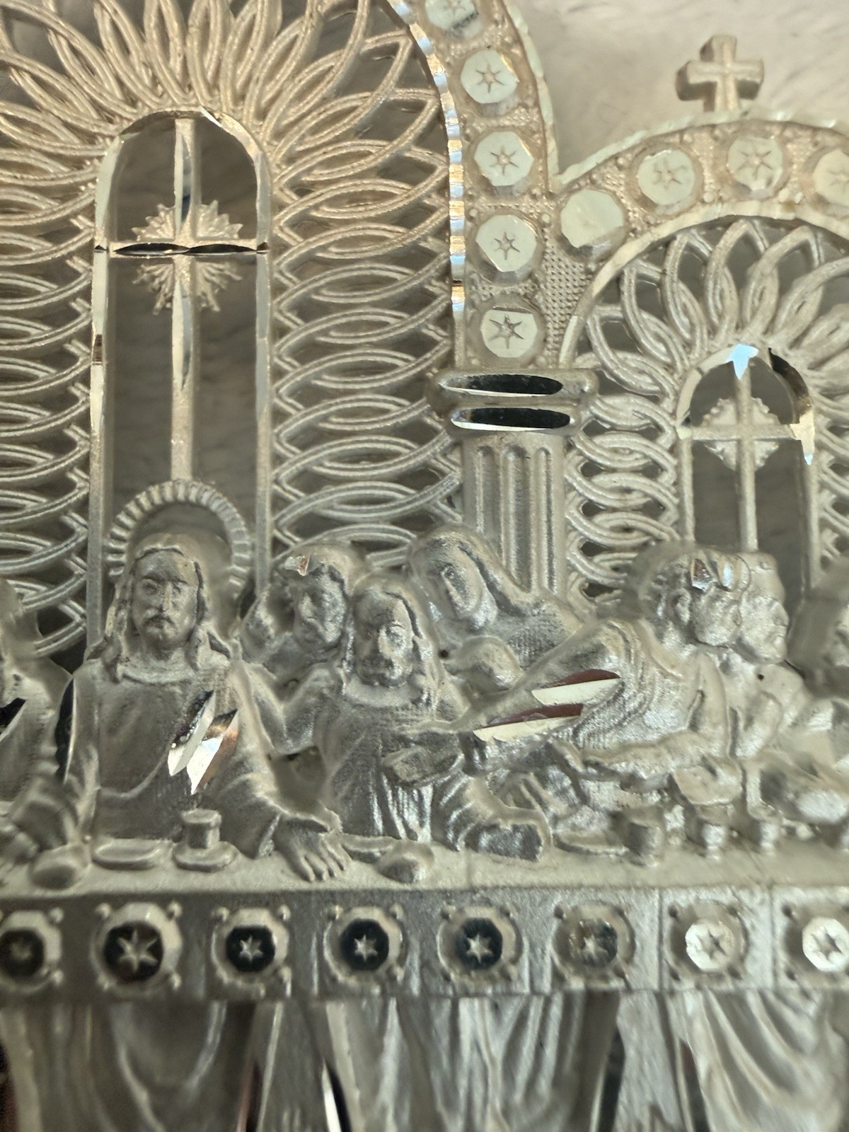 Last Supper Pendant .925 Sterling Silver Big Diamond Cut 40 Grams