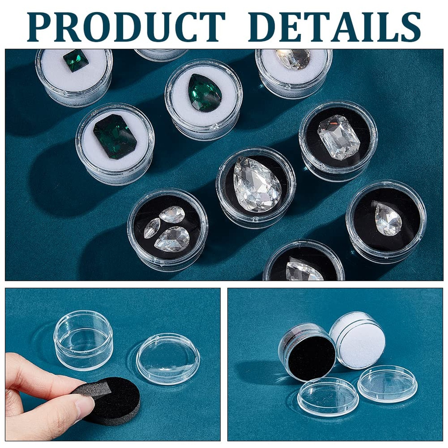 CHGCRAFT 20Pcs 2 Colors Mini Round Stone Box Small Loose Diamond Gemstone Dis…