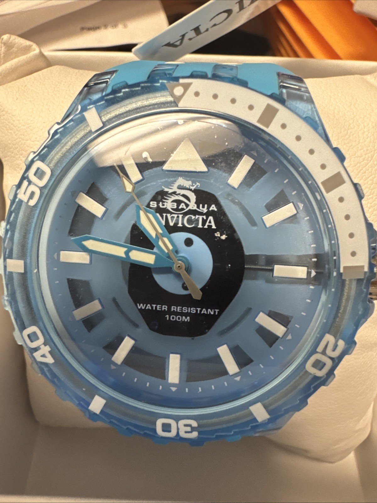 Invicta Men’s Watch Subaqua Quartz Blue and White Silicone Rubber Strap 69449