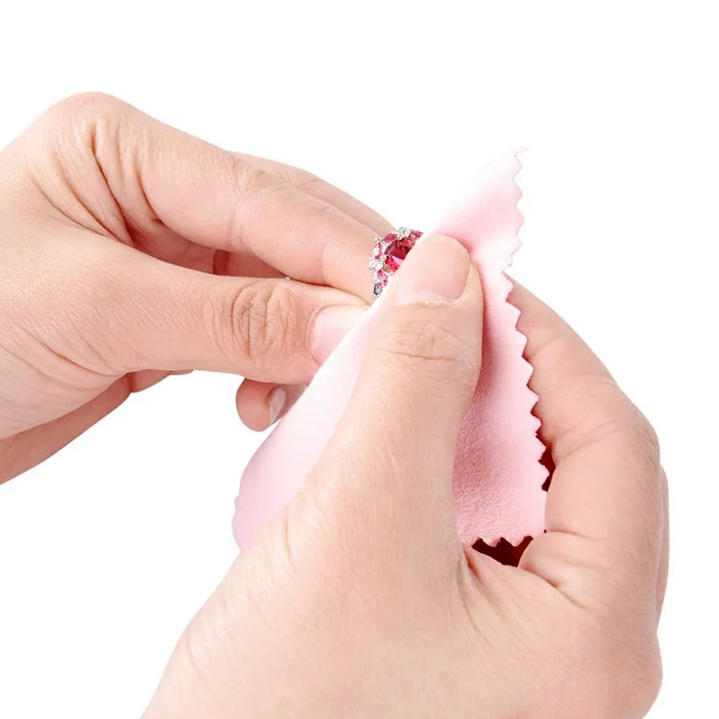 50pcs Silver Polishing Cloth 8x8cm Anti Tarnish Jewelry Cleaner Pink – NEW
