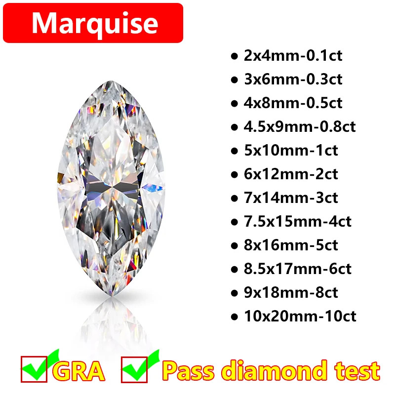 1-10ct Full Shape Moissanite Loose Stone D Color Moissanite Gemstones Wholesales