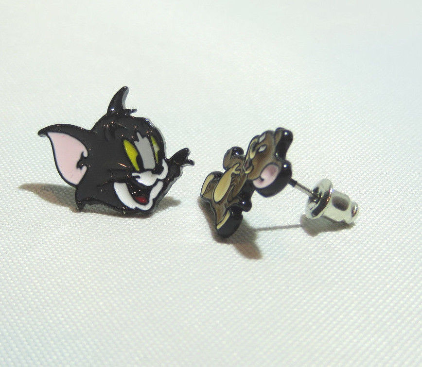 CARTOON NETWORK TOM & JERRY ENAMEL STUD EARINGS APPROX. 1/2″