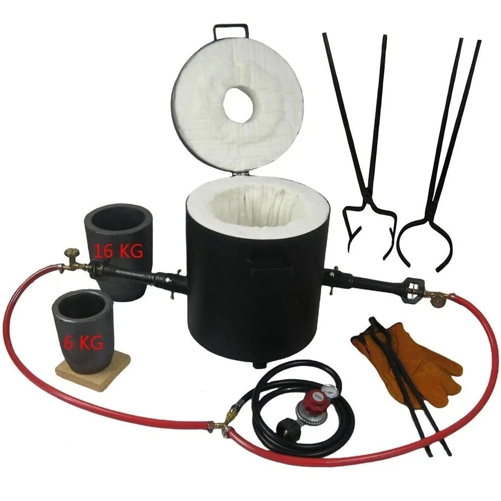 16 KG Gas Metal Melting Furnace Kit Foundry Casting Lifting and Pouring Tongs