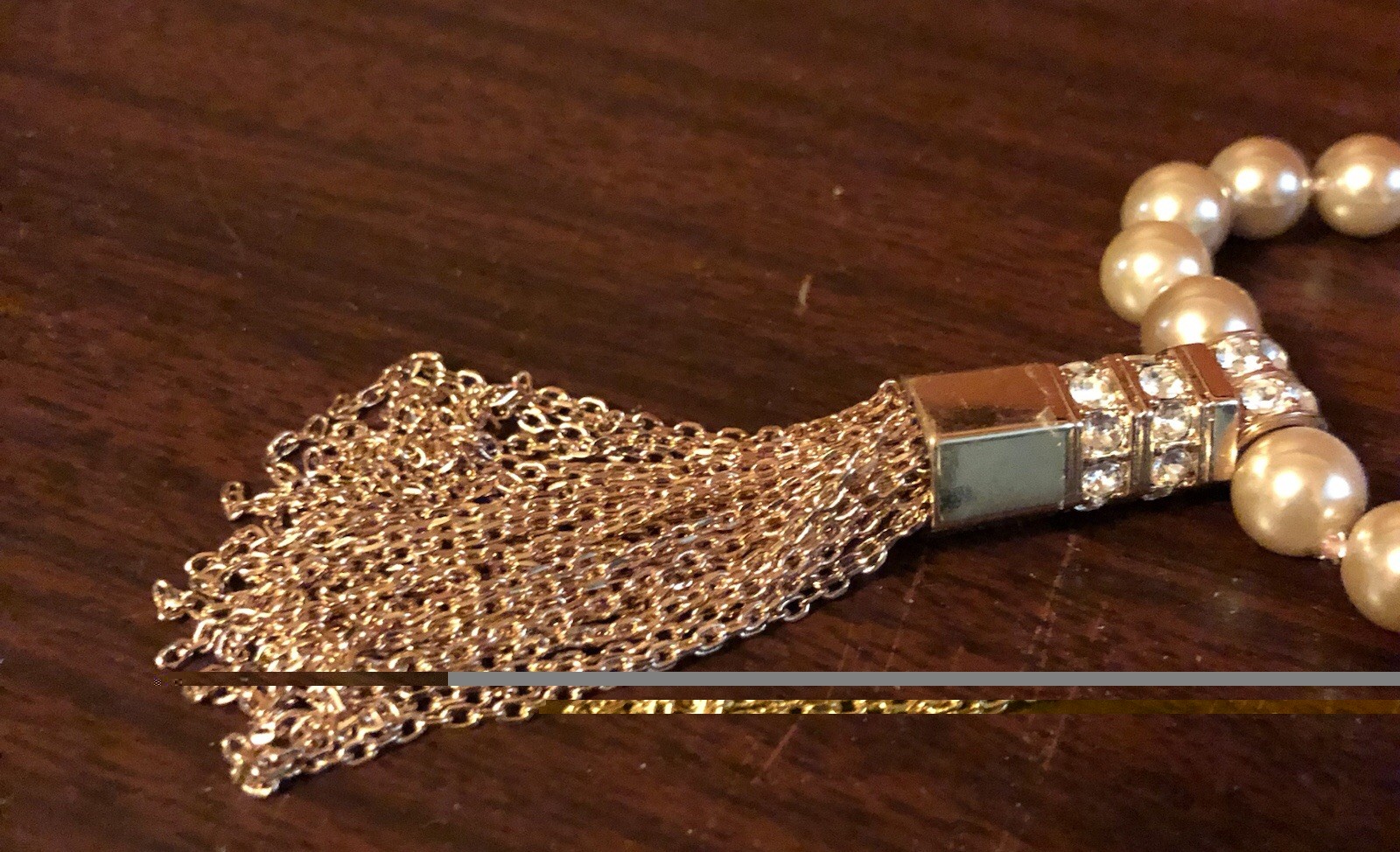 Henri Bendel 38 Inch Pearl Necklace With Rose Gold Tassel
