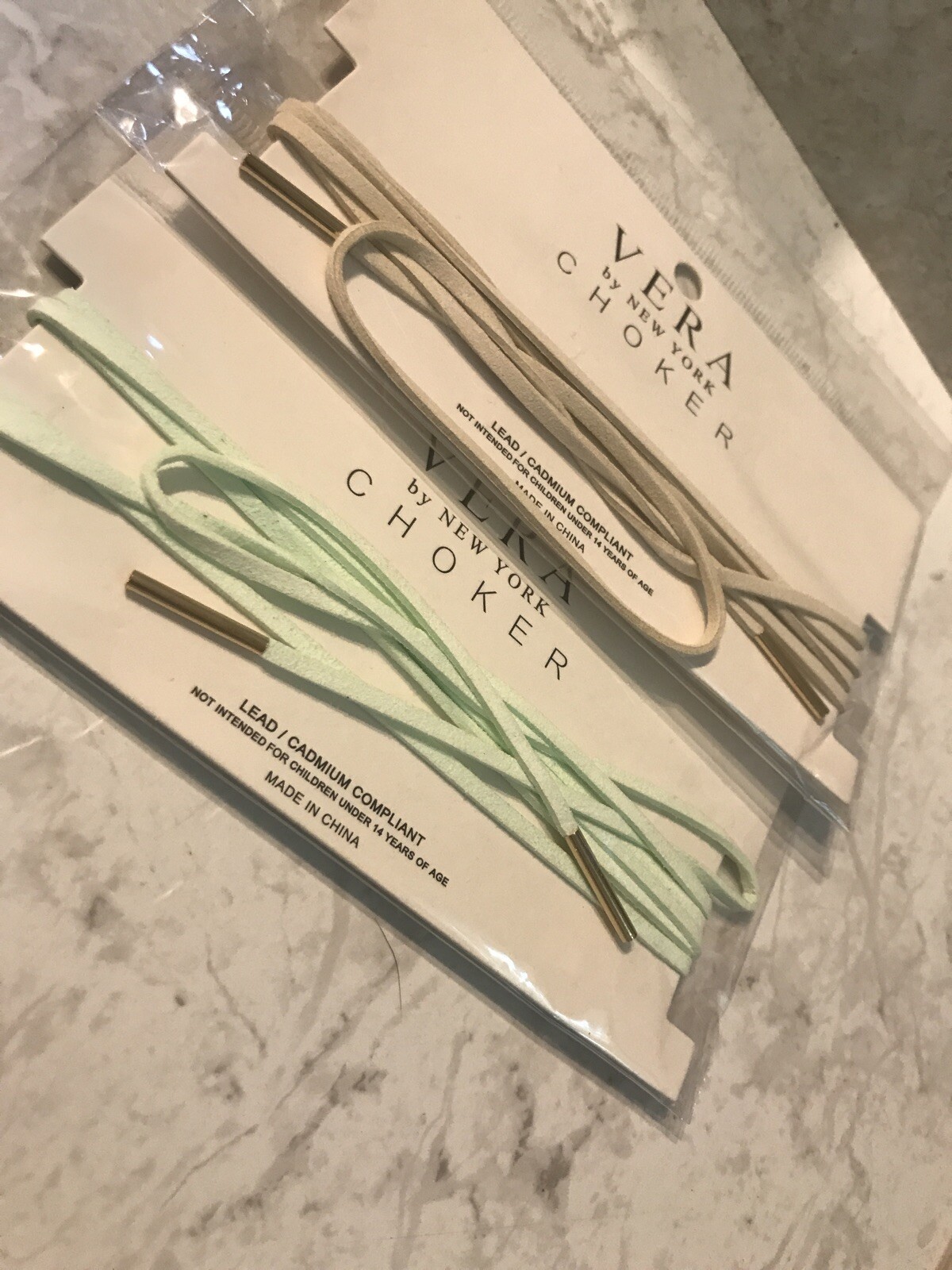 Vera By New York Lot Of 2 Cord Wrap Chokers Ivory And Min NWT