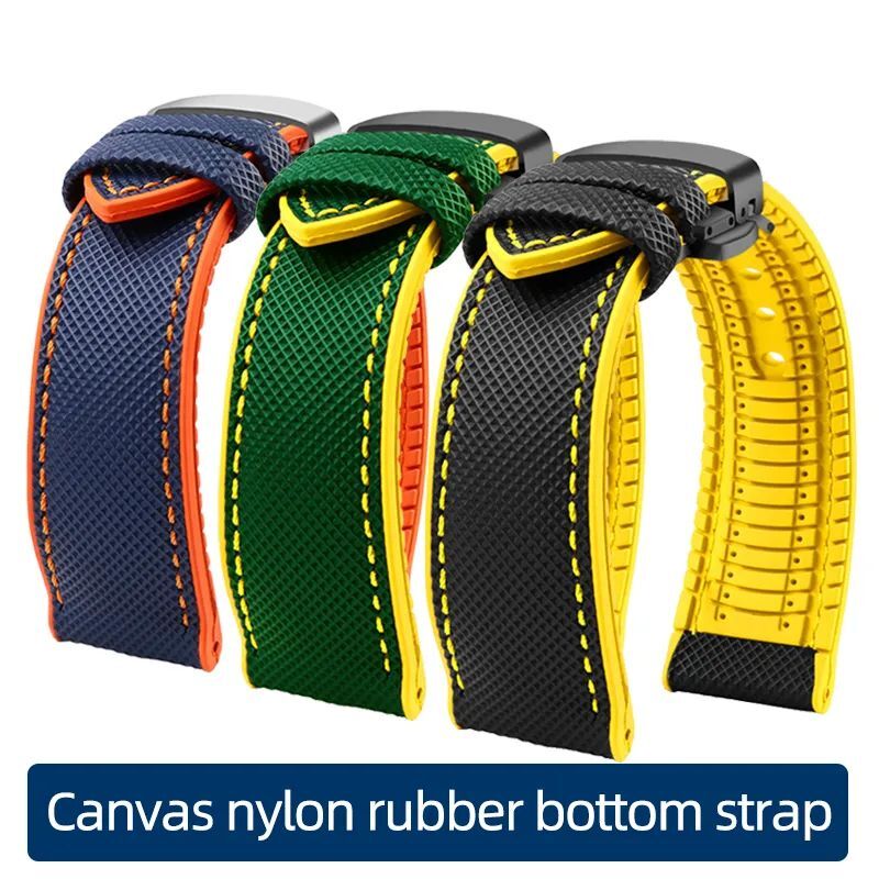 Waterproof Watch Band Nylon Rubber Colorful Pin Buckle Clasp Straps 20-24mm