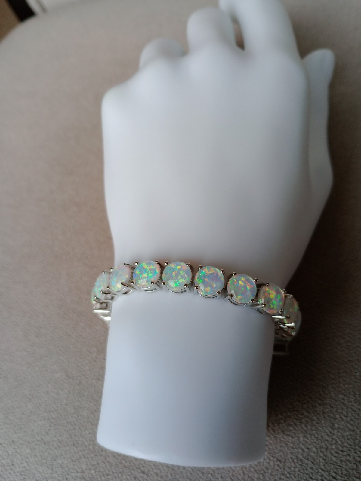 Gold Blue Opal Tennis Bracelet | Opal Bracelet | Opal | October Birthstone