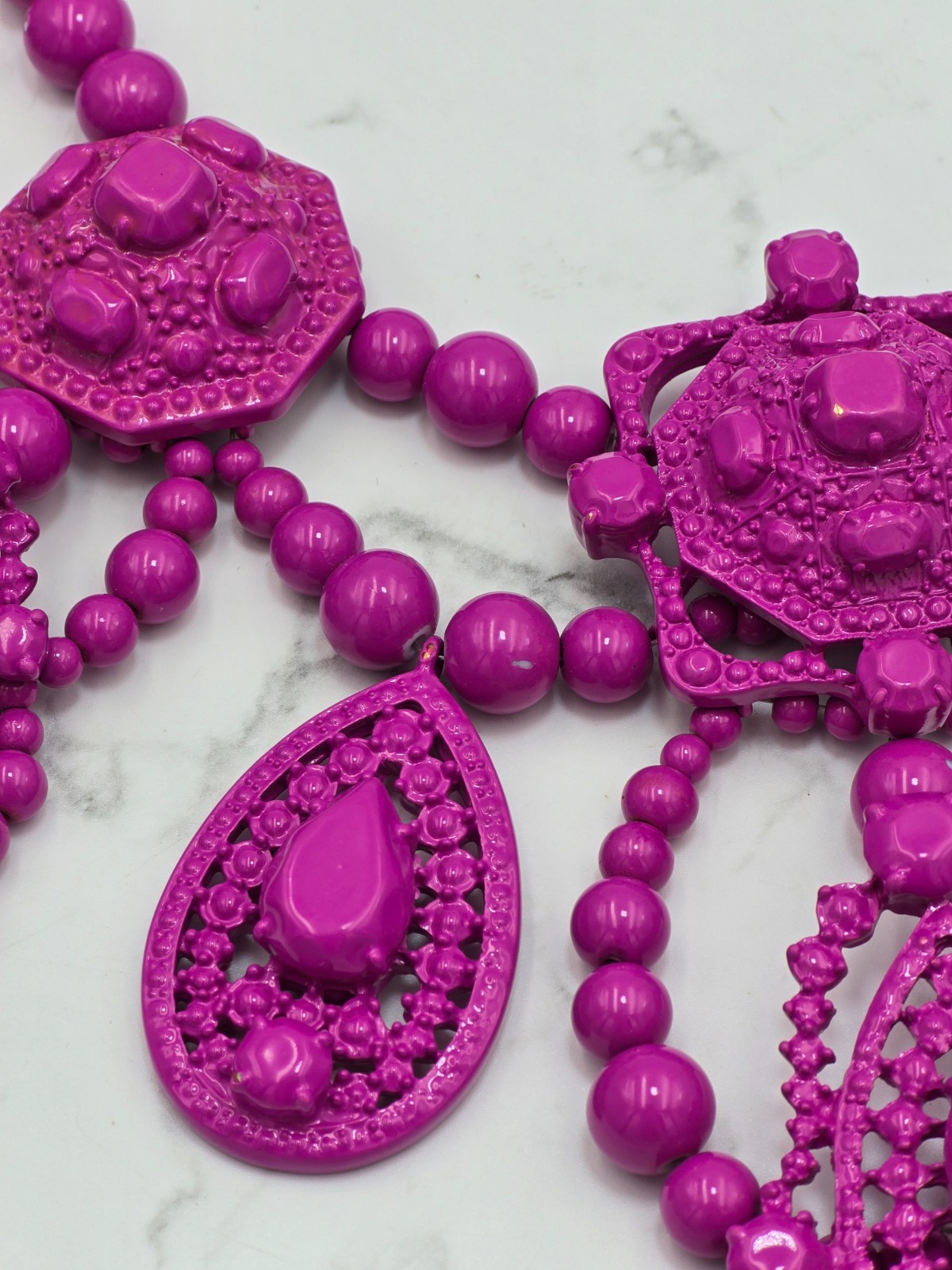 Lanvin H&M Pink Statement Necklace Ribbon Bib Rare Designer Collab