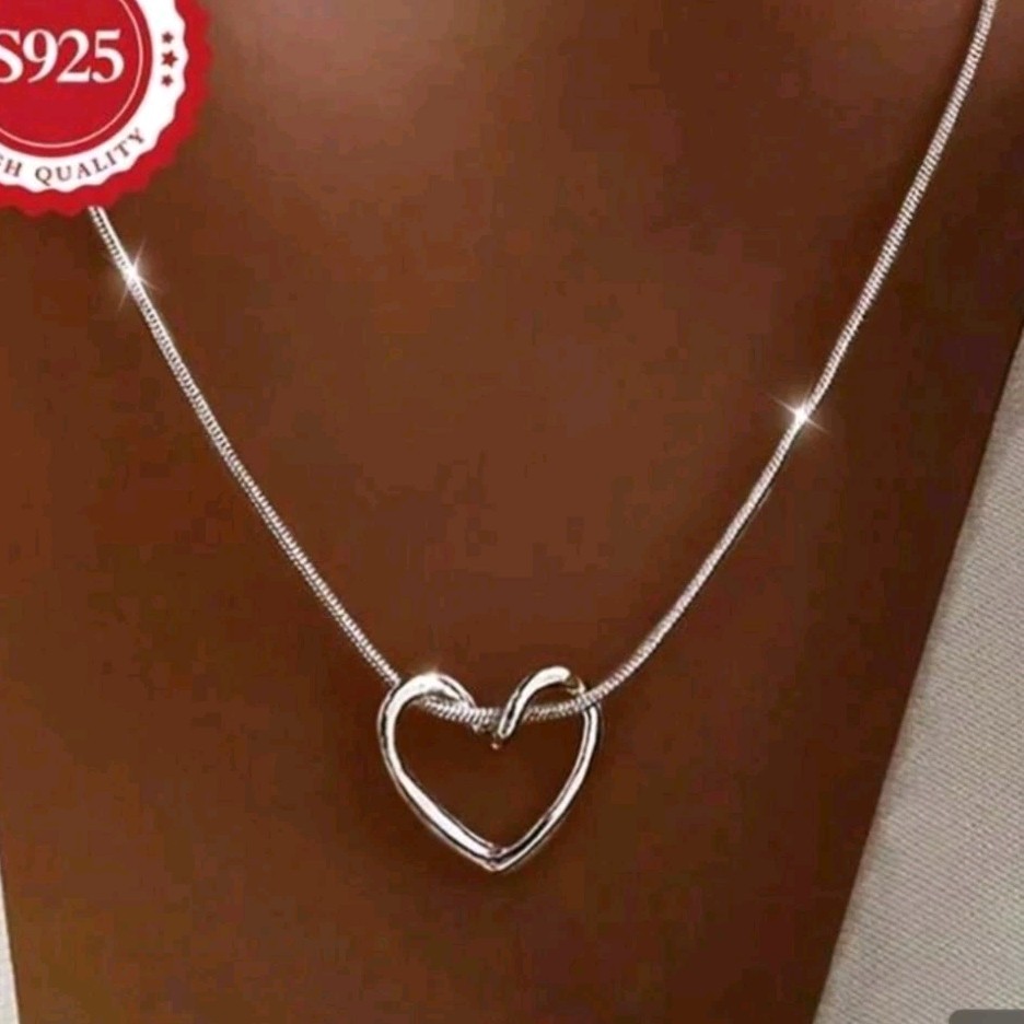 Sterling Silver 925 Heart Pendant Necklace Chain 15.7-17.7in