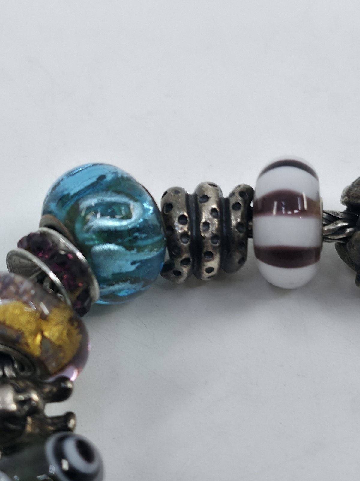 Trollbeads LAA 925S Silver Bracelet Big Fish Lock Yin Yang Blue Desert Beads