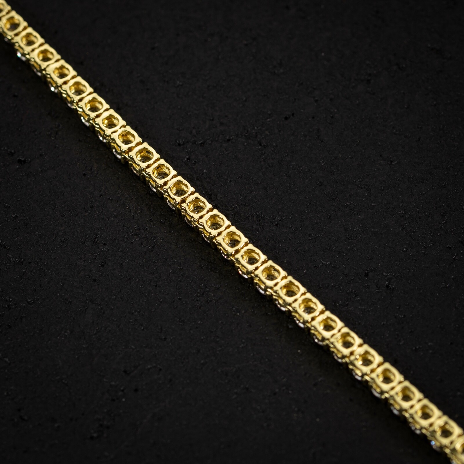 Classic Round Solitaire14K Gold Plated Iced 5A Cz 4mm Tennis Chain Necklace