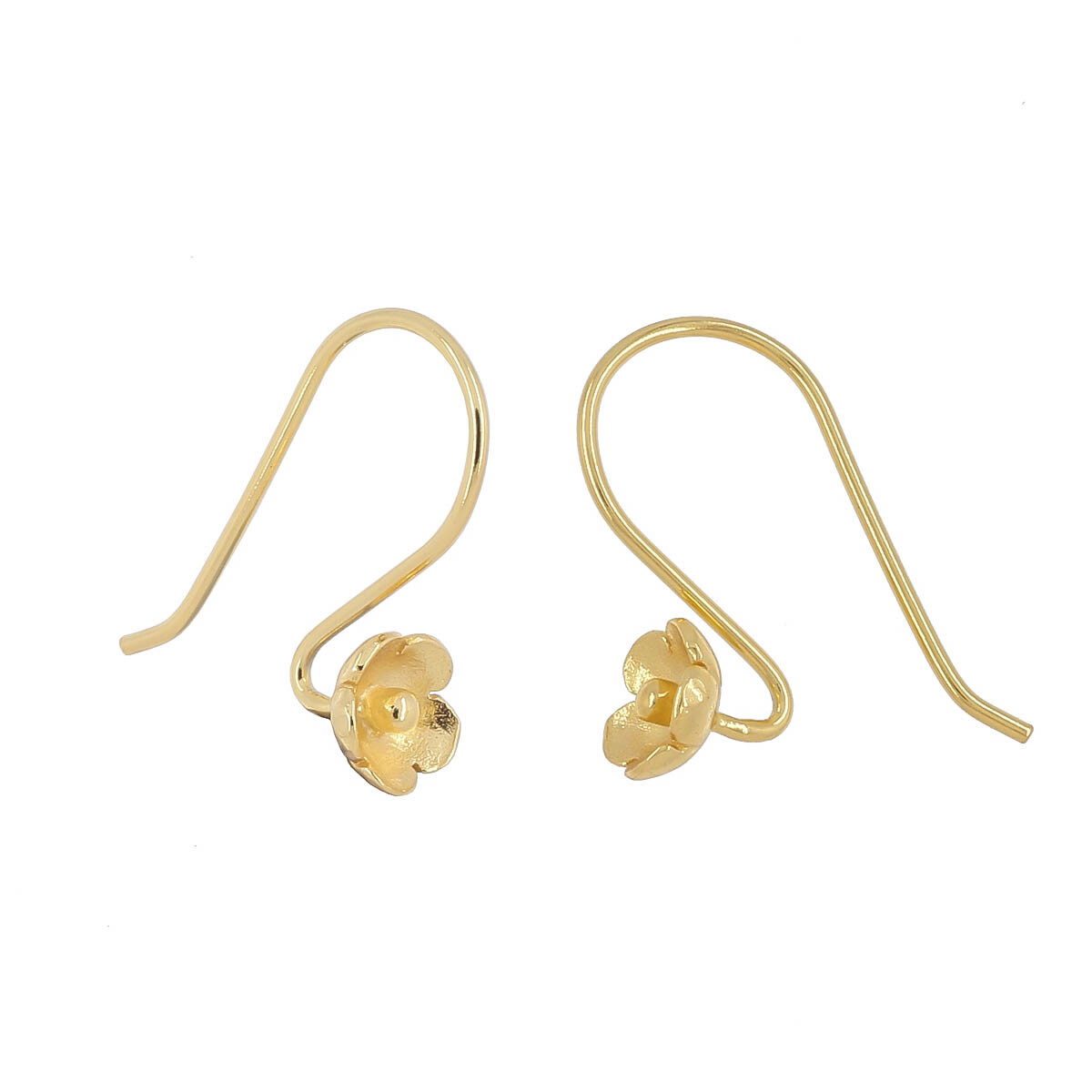 Gold Plated Sterling Silver Flower French Hook Earring Connector Ear Wire #97054