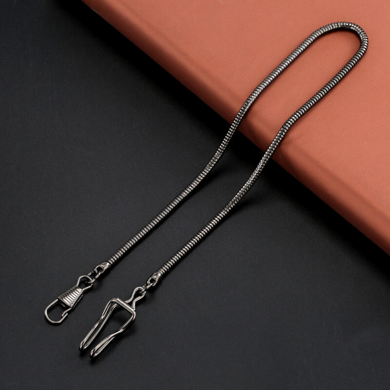 Black/Silver/Rose Gold Snake Chain Type Pocket Watch Fob Chains Accessories HQ