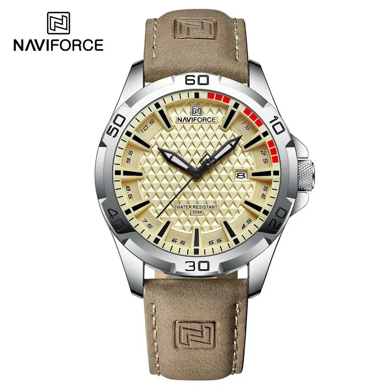 NAVIFORCE Men’s Business Watch Luxury Leather Band Quartz 30M Water Resistant
