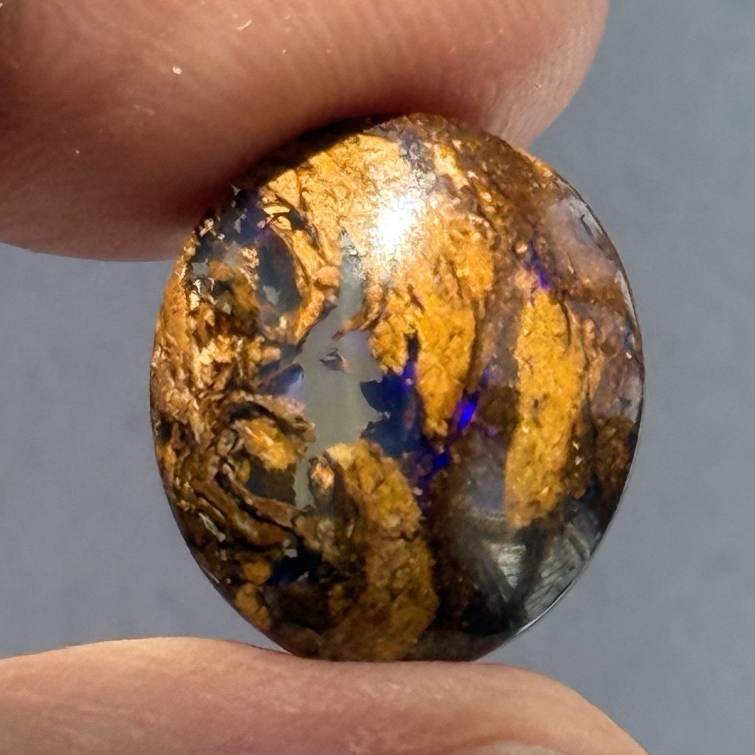 6.65ct 14.3×12.6×5.2mm Fine Australian Koroit Boulder Opal Oval Cabochon Gem