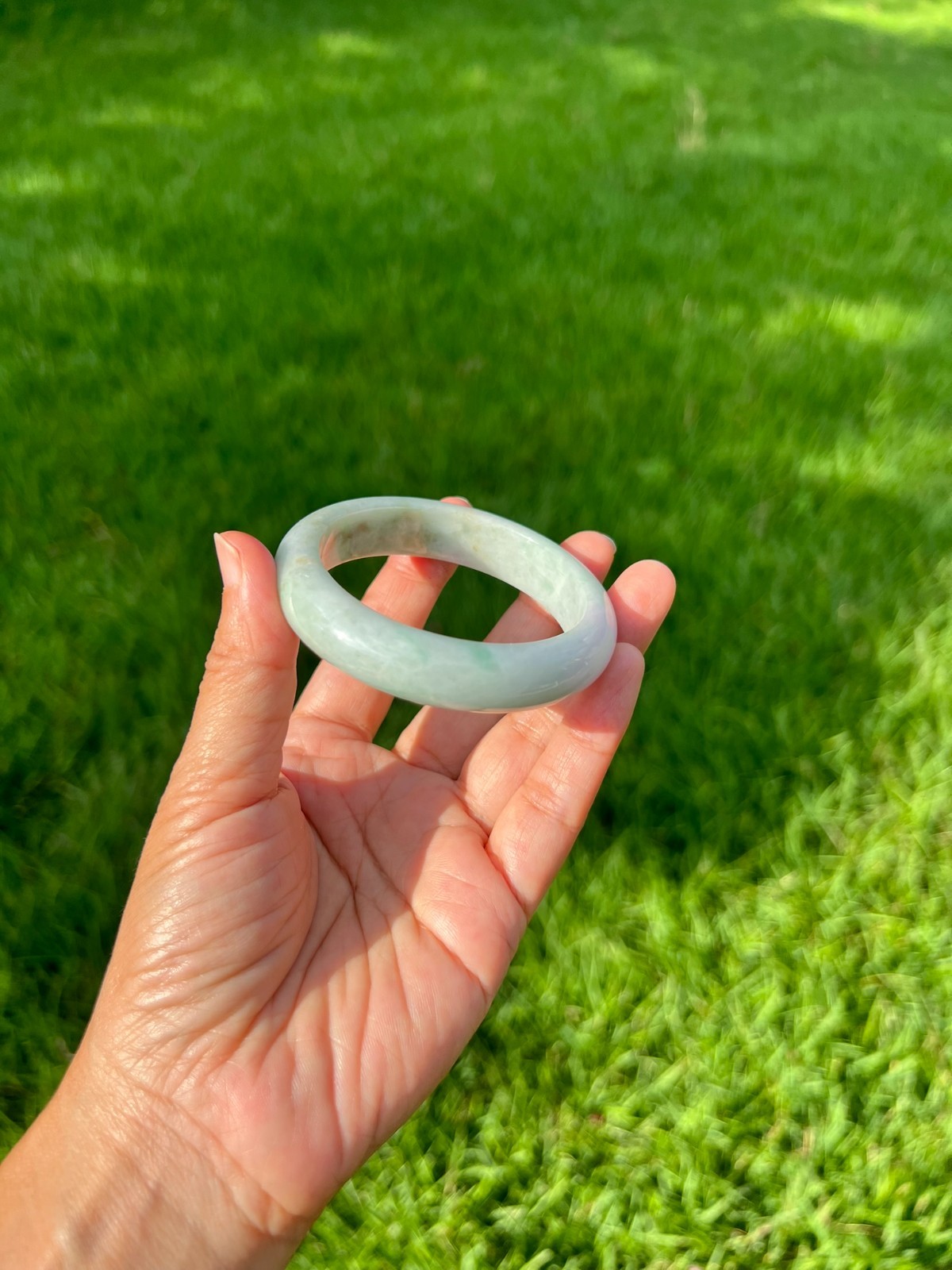 Lavender Green 100% Natural Grade A Jadeite Jade Bangle Bracelet 54.5mm H153