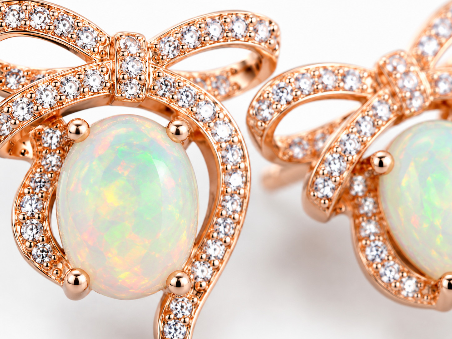 Large Fire Opal Bow Knot Stud Earrings 7x9mm 925 Sterling Silver, Opal Earrings