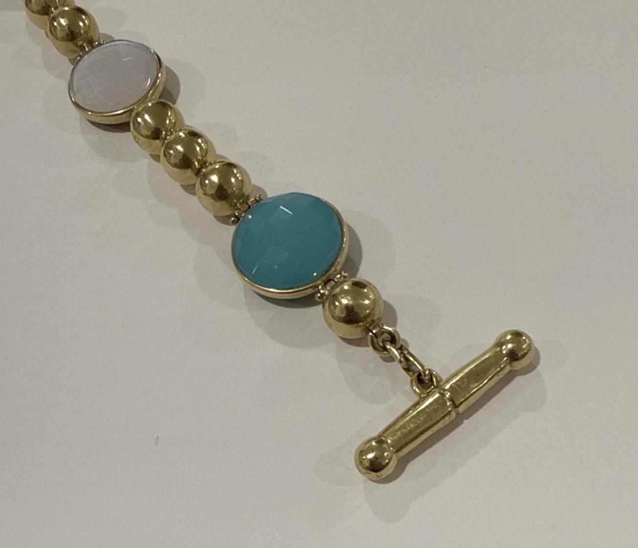 Vintage Steve Vaubel Signed Gold Plated Bracelet W/Gems – Estate Jewelry – 9”