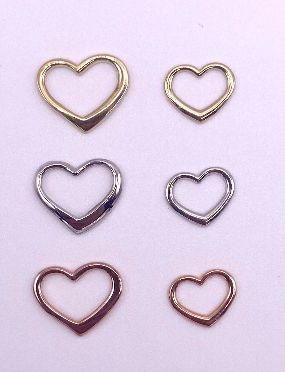 14K or 10k Yellow White or Rose Gold 2-D Floating Heart Slides Charm Pendant