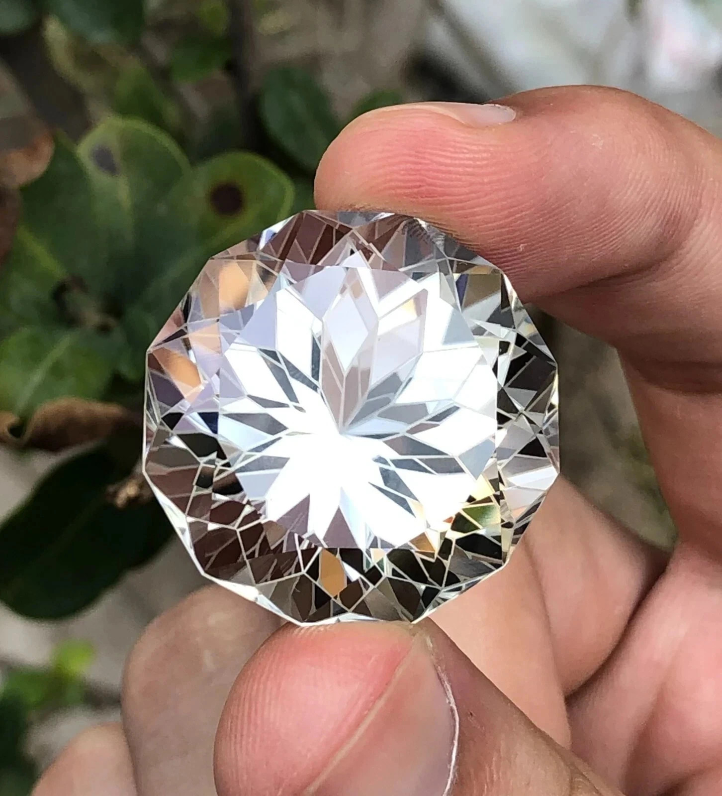 Certified 86 Ct Natural Round Flower Cut White Topaz A+ Loose Flawless Gemstone