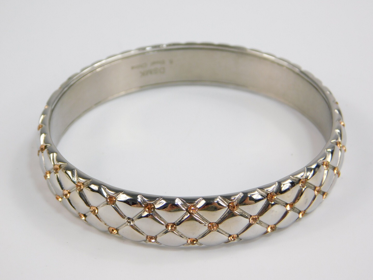 Designer Emma Skye DSMK Stainless Steel Rhinestone Cushion Bangle Bracelet