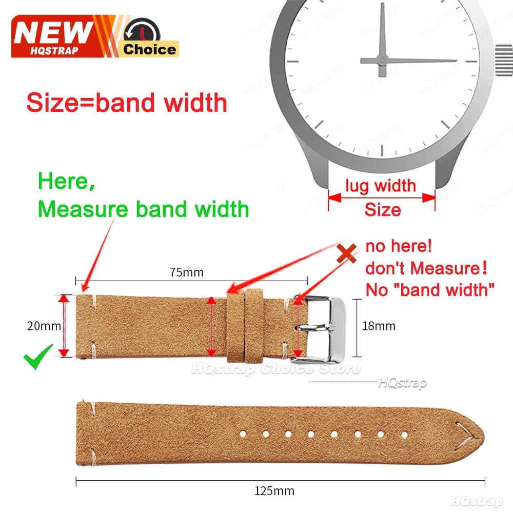 18 19 20 21 22 MM Soft Suede Leather Vintage Strap Watch Band Quick Release