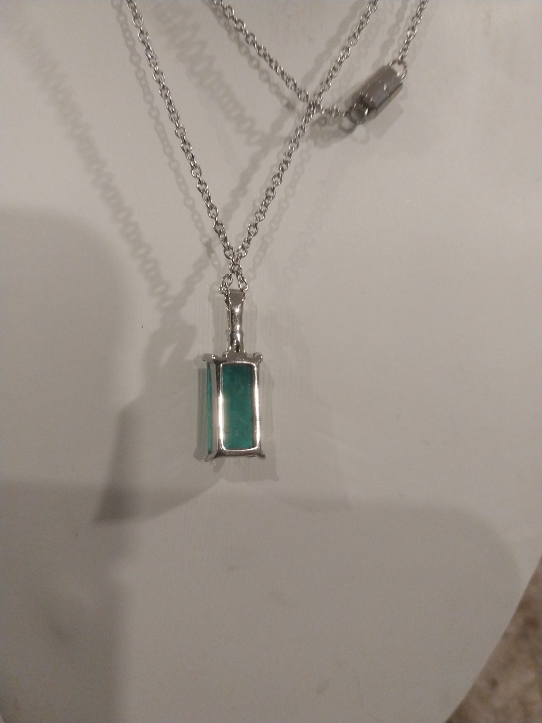 Emeraldine Quartz, White Topaz Pendant Necklace (20″)/ Stainless Steel 4.90= TCW