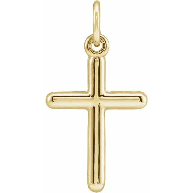 14K Gold Die-Struck Cross Pendant 16.8×9 mm w/ Gold-Filled Chain – Bestseller