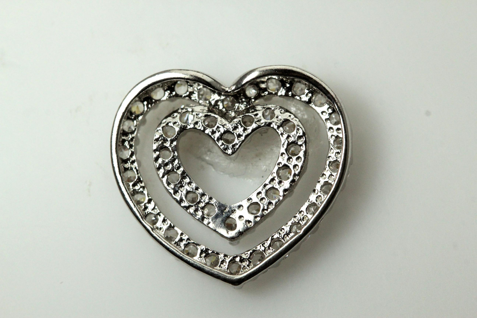 925 Sterling Silver Cubic Zirconia Double Heart Pendant 3.8 Grams (PEN6450)