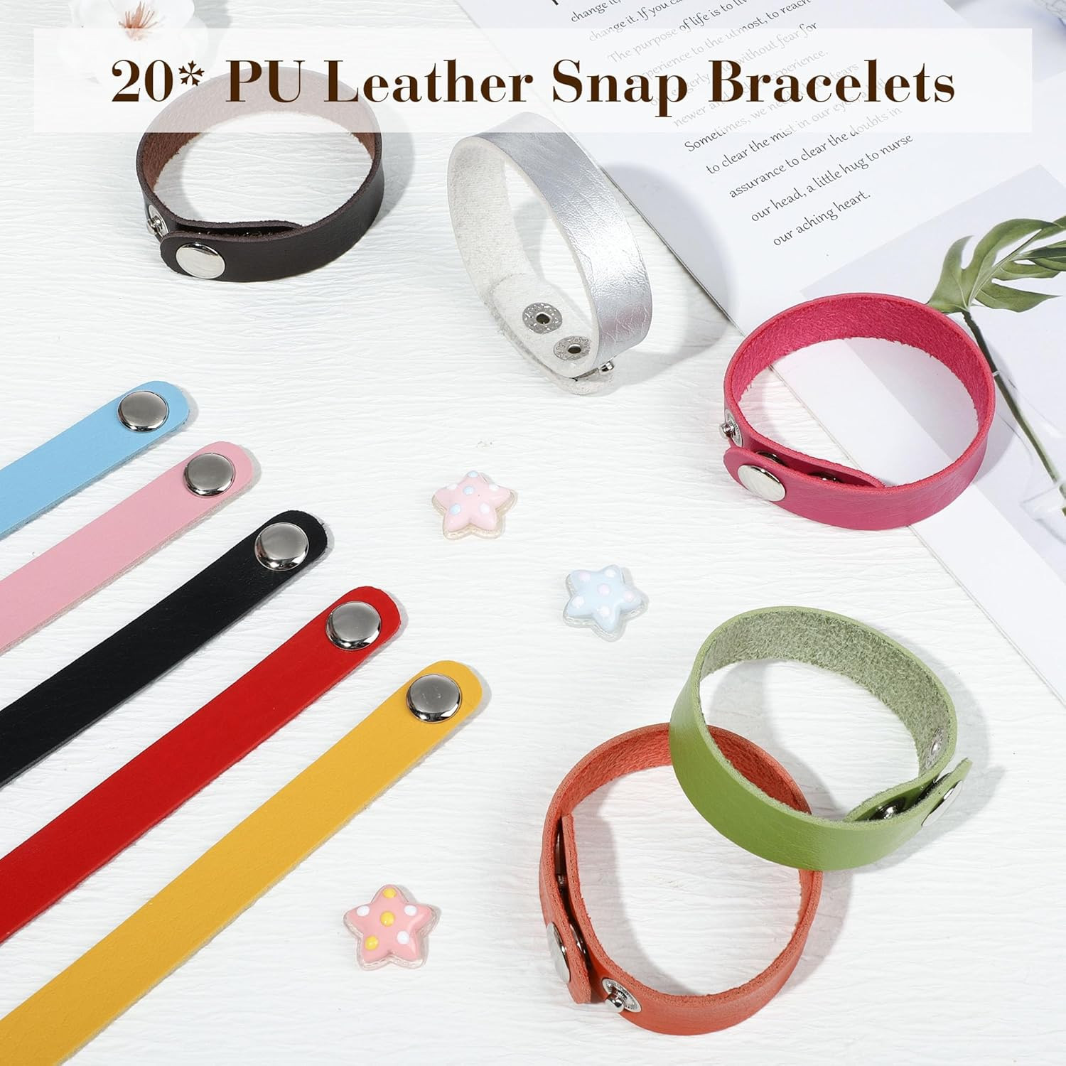 Faux Leather Snap Bracelets Blank Colorful Adjustable Plain PU Leather Wristband