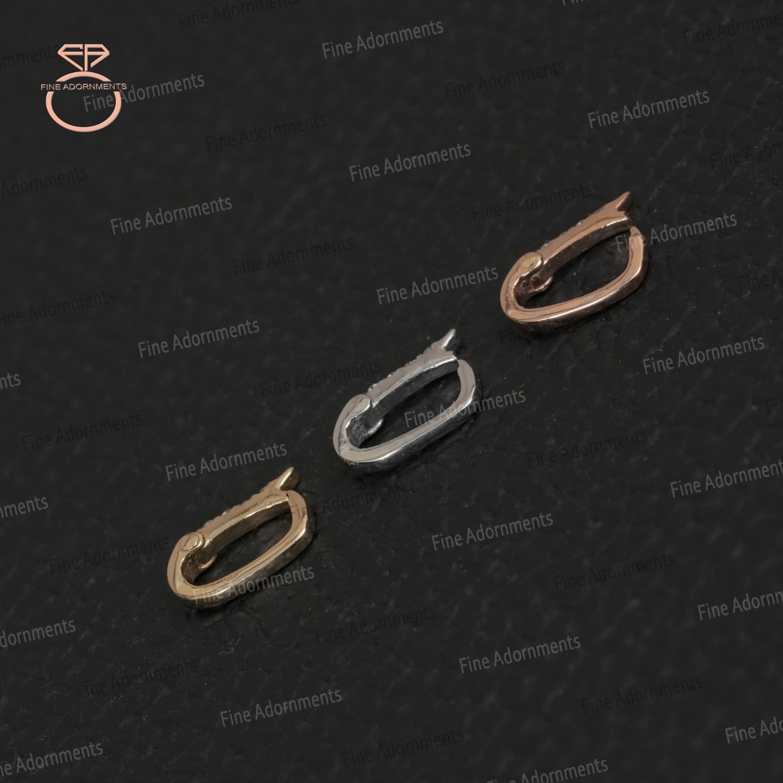 Solid 14K Gold Clasp Finding Natural Pave Diamond Handmade Fine Jewelry (Single)