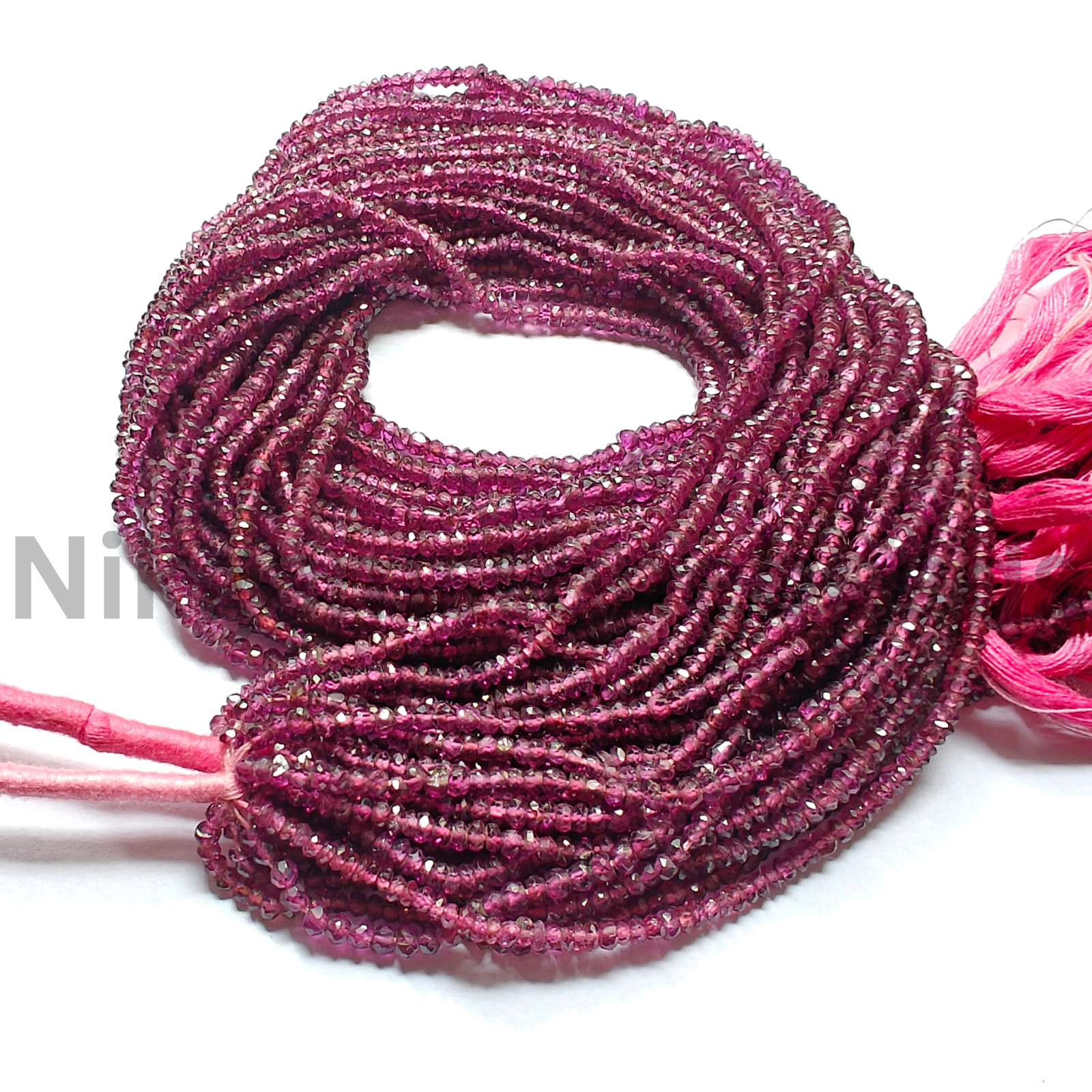 Natural Rhodolite Pink Garnet Beads, Faceted Rondelle Cut Stone, 2.50-2.75 MM.