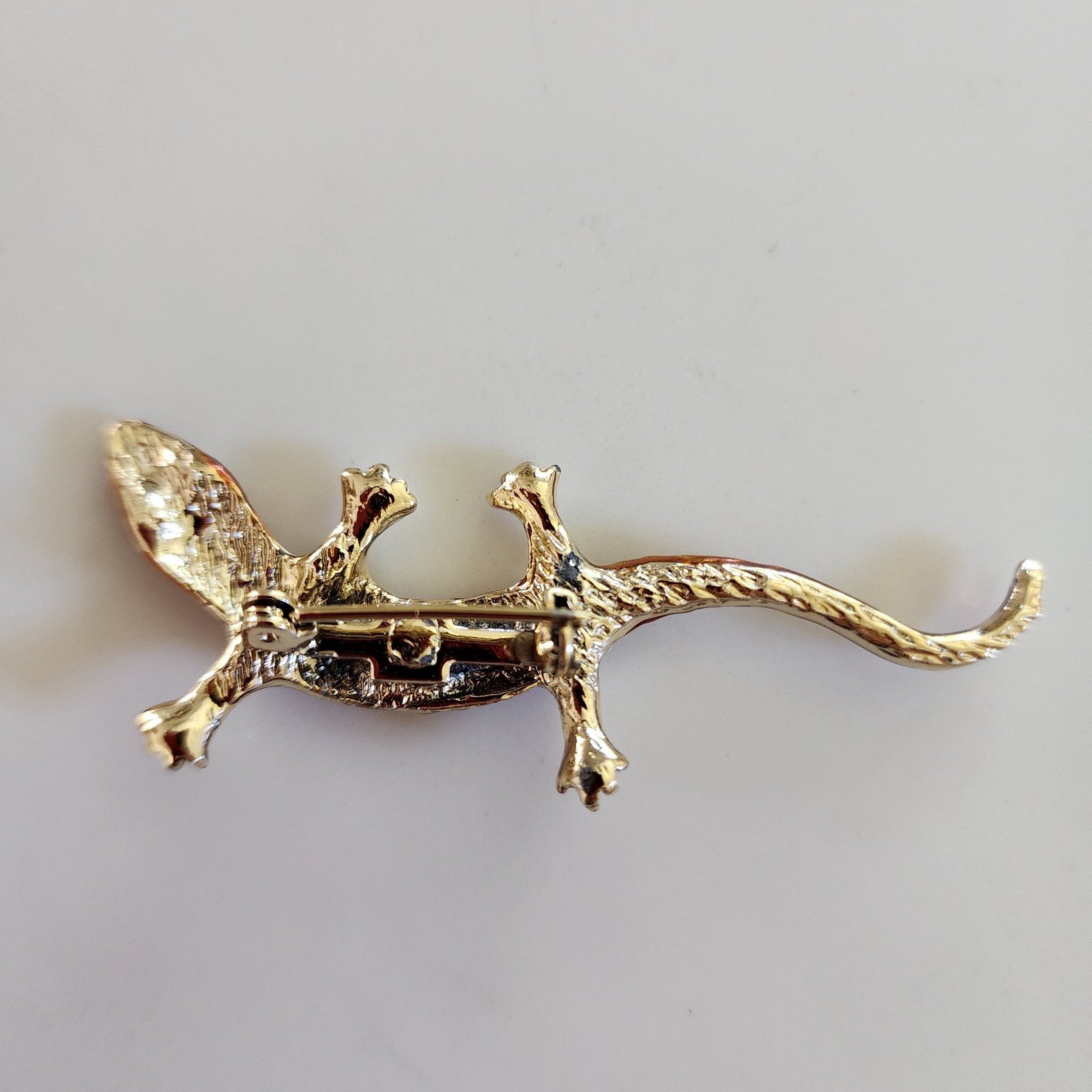 Vintage Gold Tone Jewelry Lot 6pc Danecraft Cat Lieba Scarf Clip Enamel Lizard