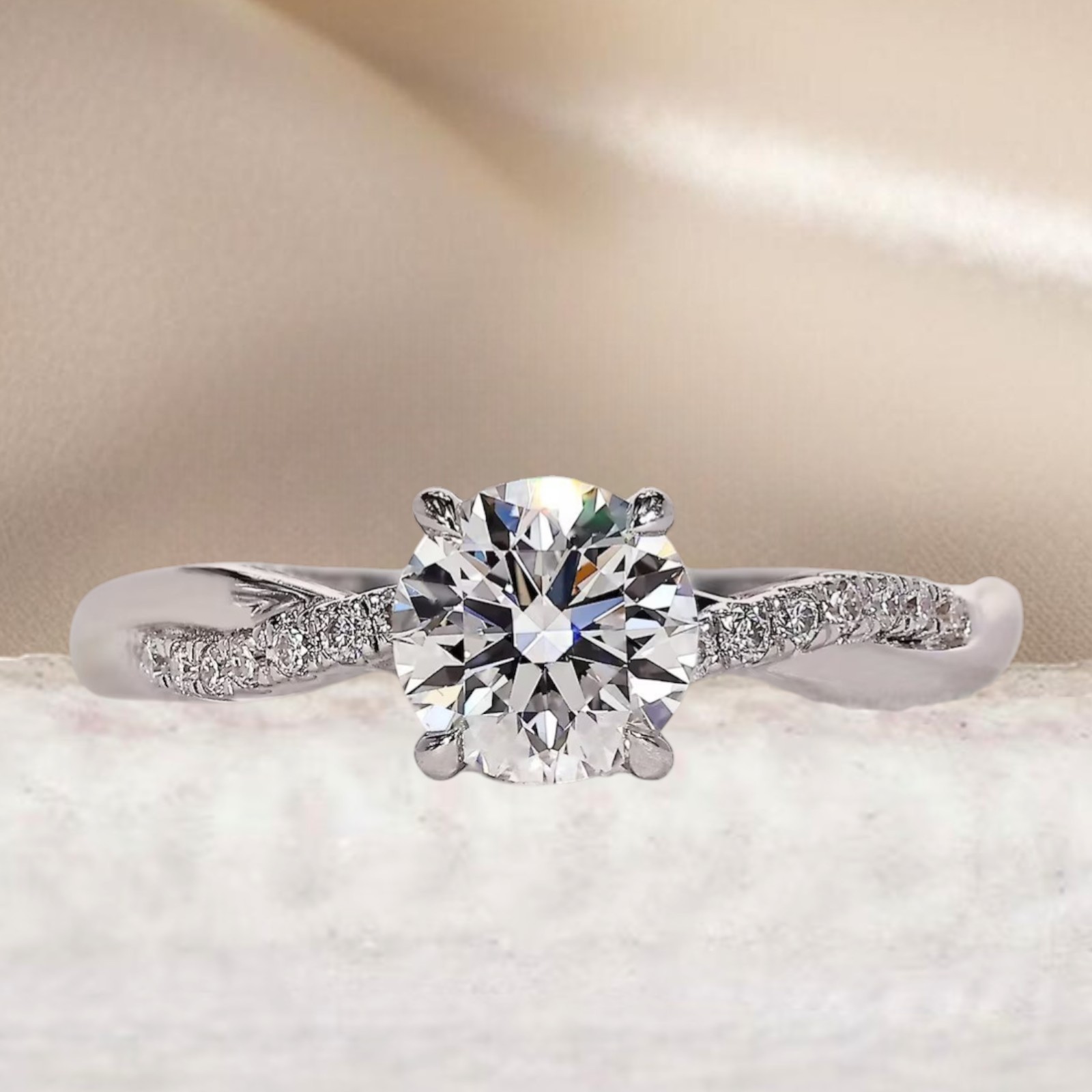 Round Cut 3.25 CT IGI Certified Lab Created Diamond Engagement Ring 950 Platinum