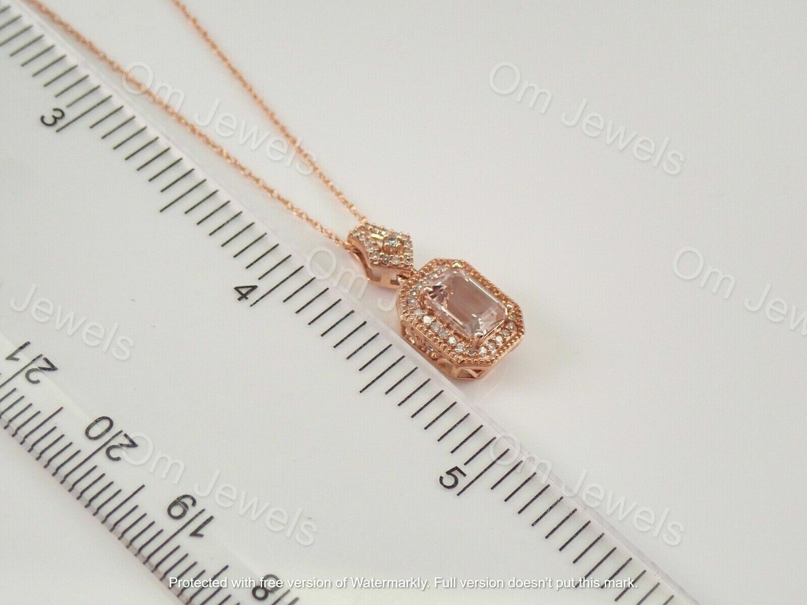 2.50Ct Emerald Morganite And Diamond Pendant Necklace Rose Gold Finish 18″ Chain