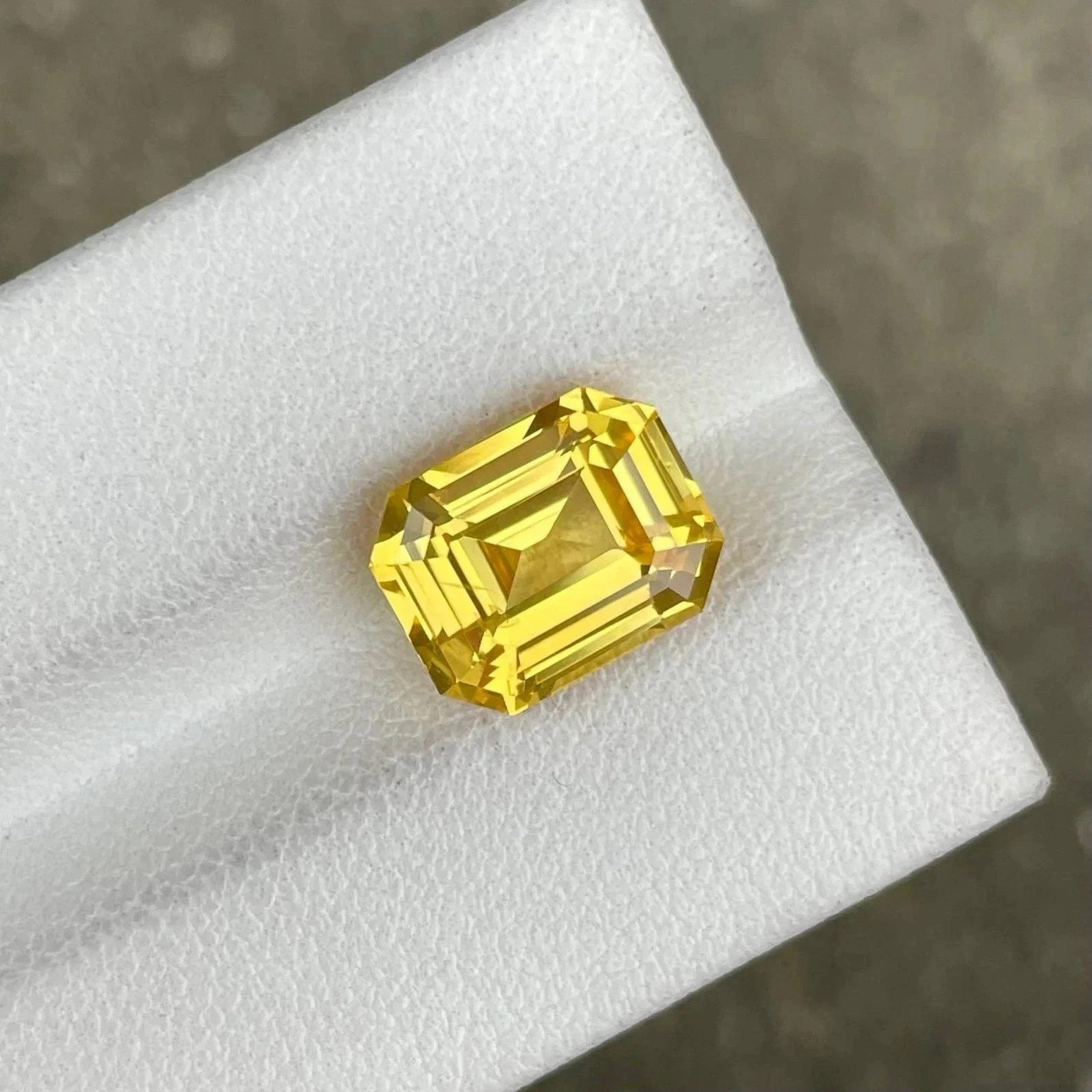 11.70 Ct Natural Certified Unheated Yellow Sapphire Loose Emerald Cut Gemstone