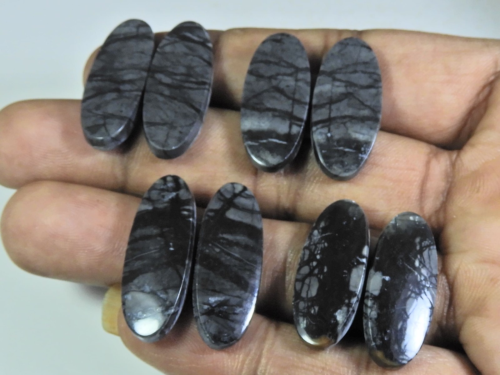 25-29MM Natural picasso Jasper Matched Pair Oval Loose Gemstone 4Pair Lot