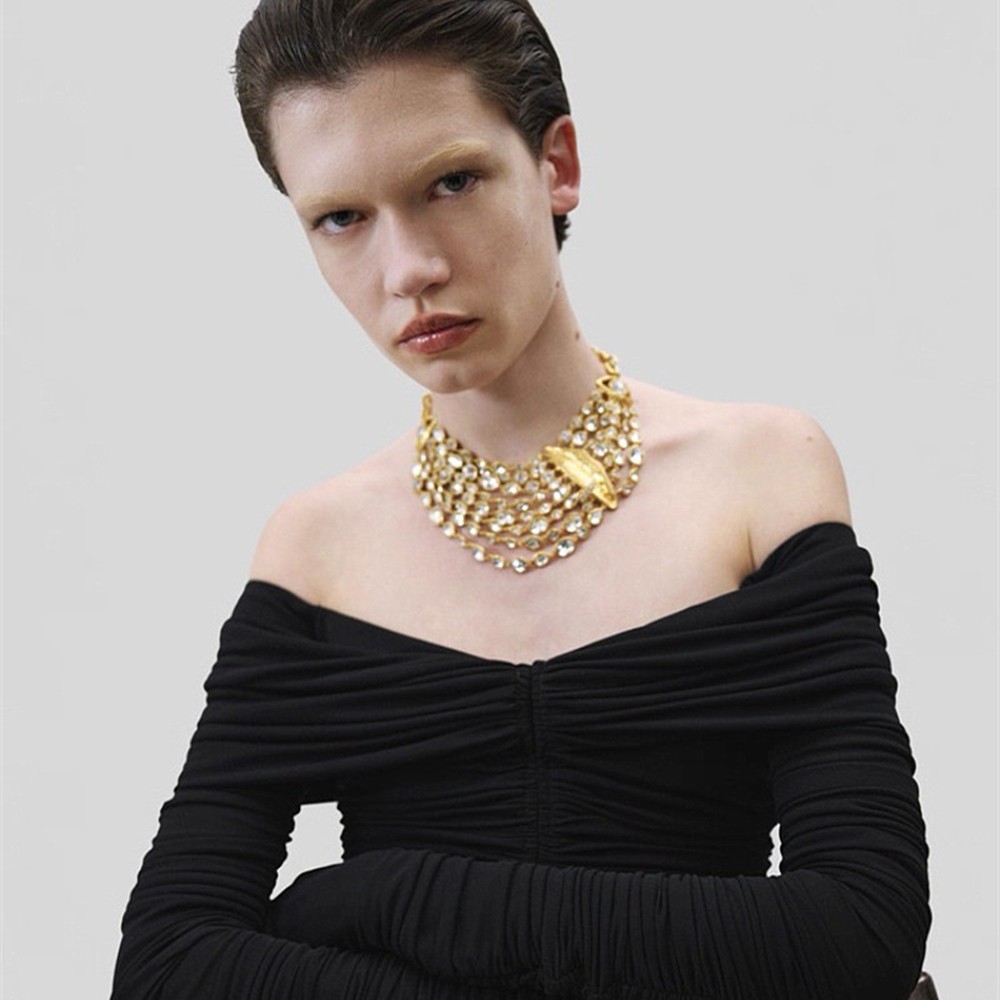 Schiaparelli Multi Strand Cz Necklace
