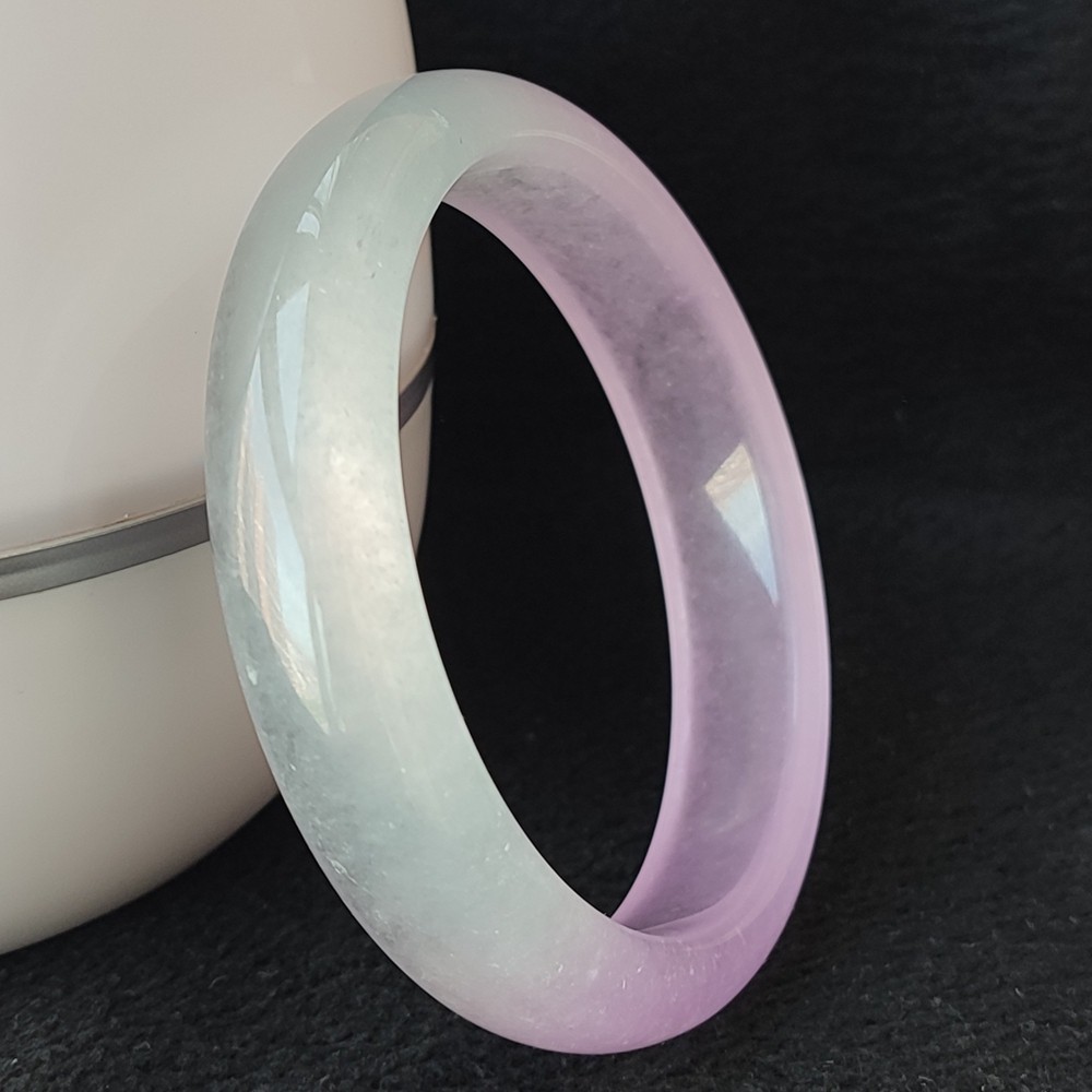 Certified Ice Lavender 65-66mm Natural Burma Jade jadeite Big Bangle Bracelet