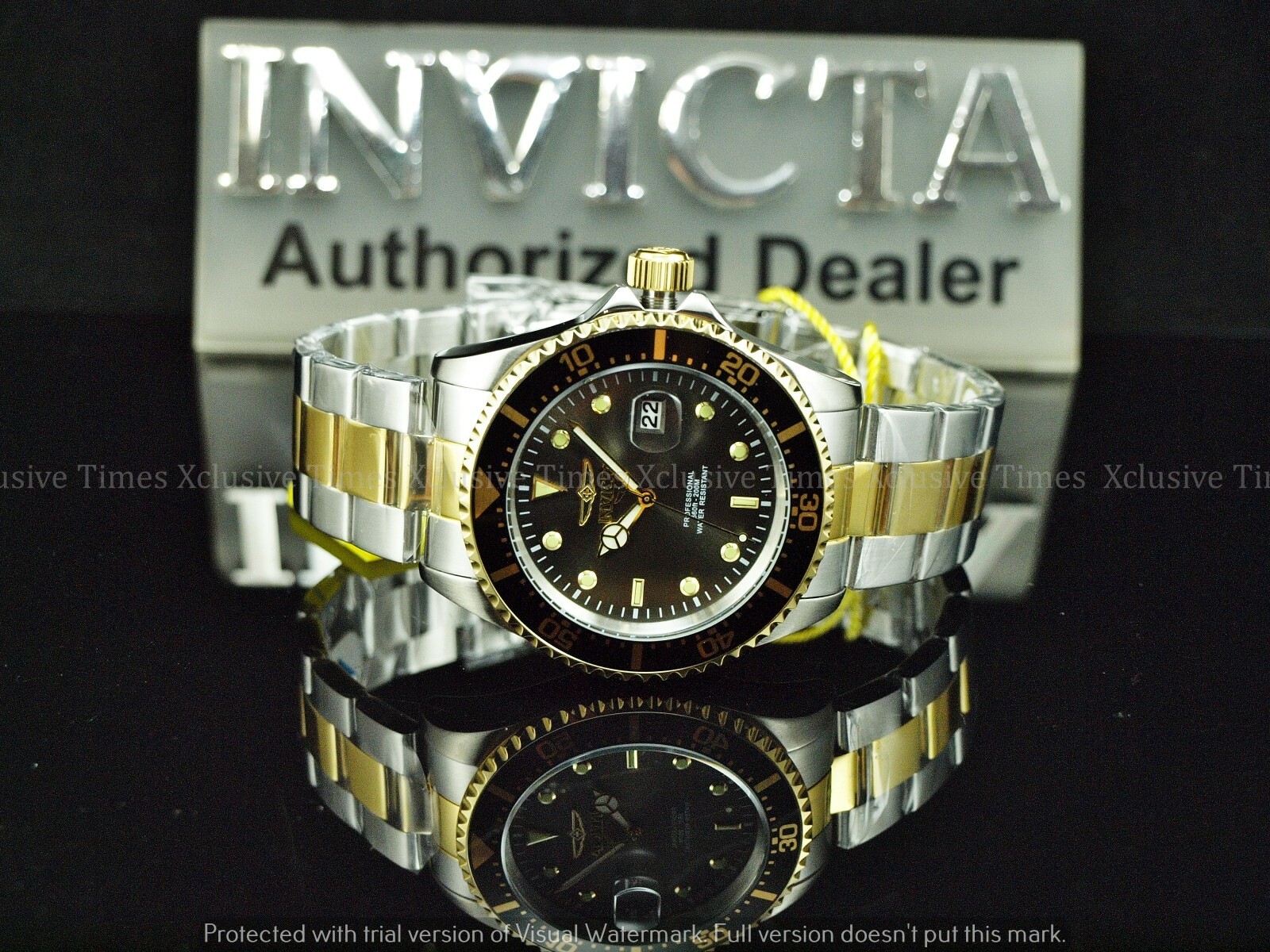 Invicta Men 43mm Pro Diver Quartz Shark Gray DL 2Tone SS Watch 200M