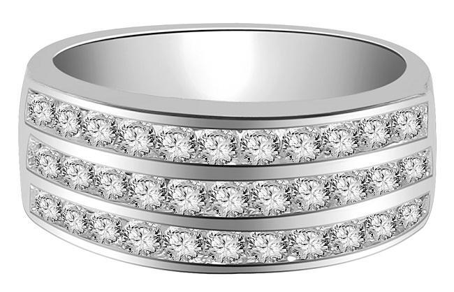 Genuine Diamond Right Hand Anniversary Ring SI1 G 1.00 Ct White Gold Channel Set