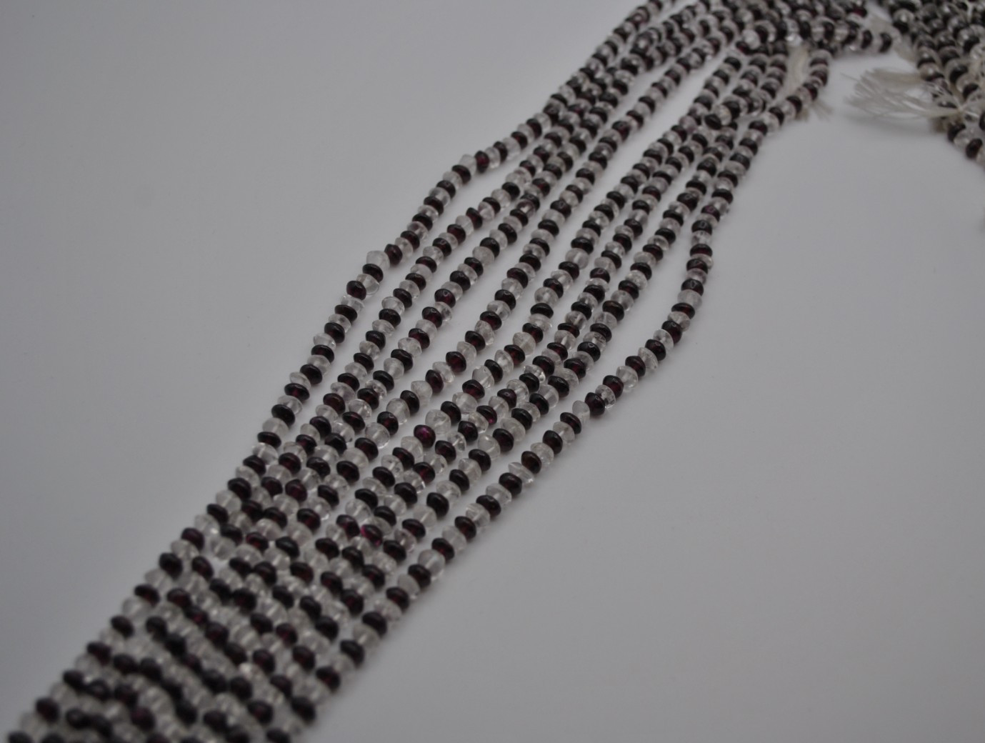 Garnet Rondelle and Rock Crystal Gemstone Strand Smooth Stones (No Clasp